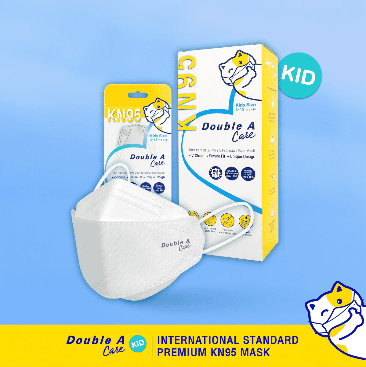 DOUBLE A CARE MASK KN95 KIDS SIZE C017 (20PCS)