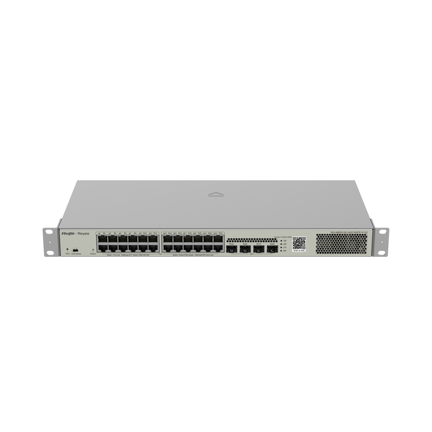 RG-NBS3100-24GT4SFP-P-V2, 28-Port Gigabit Layer 2 Cloud Managed PoE Switch