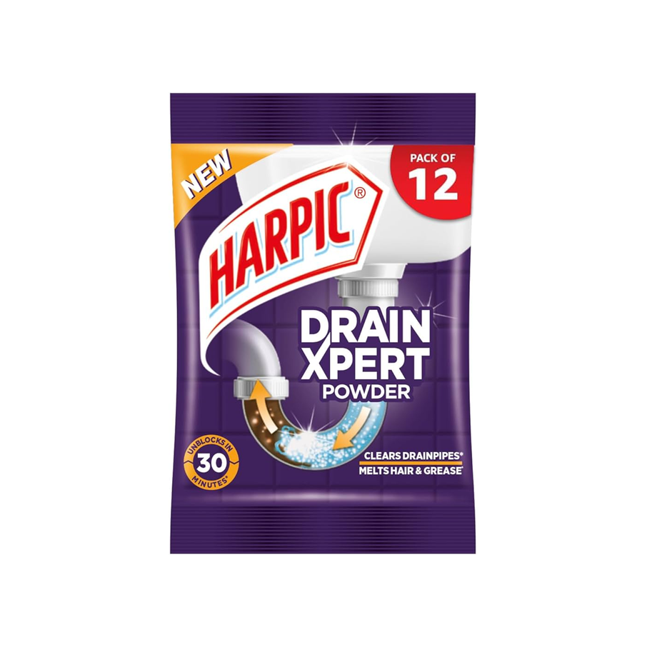 Harpic Drain Xpert Drain Cleaner Powder – 50g (Set of 12)