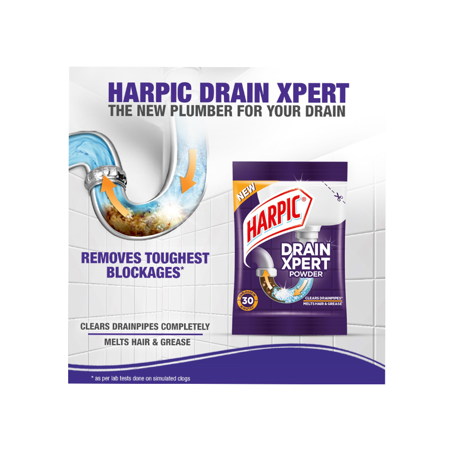 Harpic Drain Xpert Drain Cleaner Powder – 50g (Set of 12)