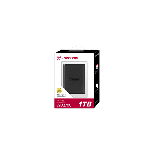 TRANSCEND - TS1TESD270C - 1TB External SSD, ESD270C - USB 3.1 Gen 2, Type-C + TYPE A CABLE