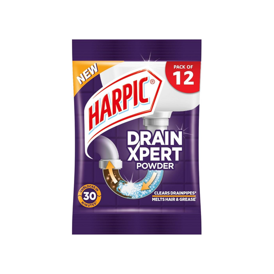 Harpic Drain Xpert Drain Cleaner Powder– 50g (Set of 12)