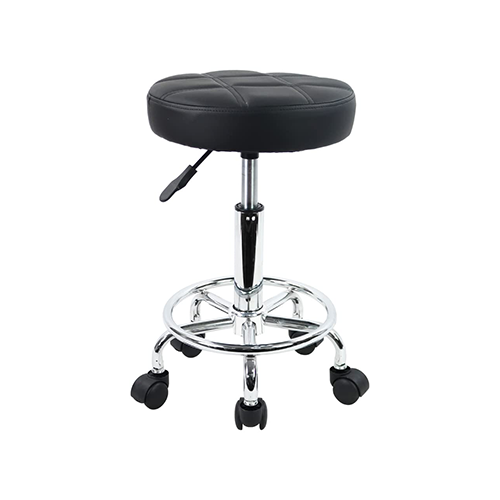 Round Rolling Stool with Wheels Adjustable Height Seat